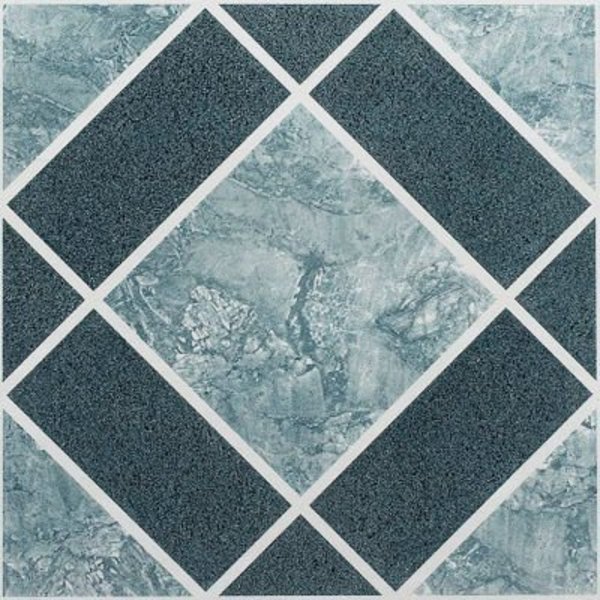 Achim Importing Co Achim Nexus Self Adhesive Vinyl Floor Tile 12in x 12in, Light/Dark Blue Diamond Pattern, 20 Pack FTVGM30320
